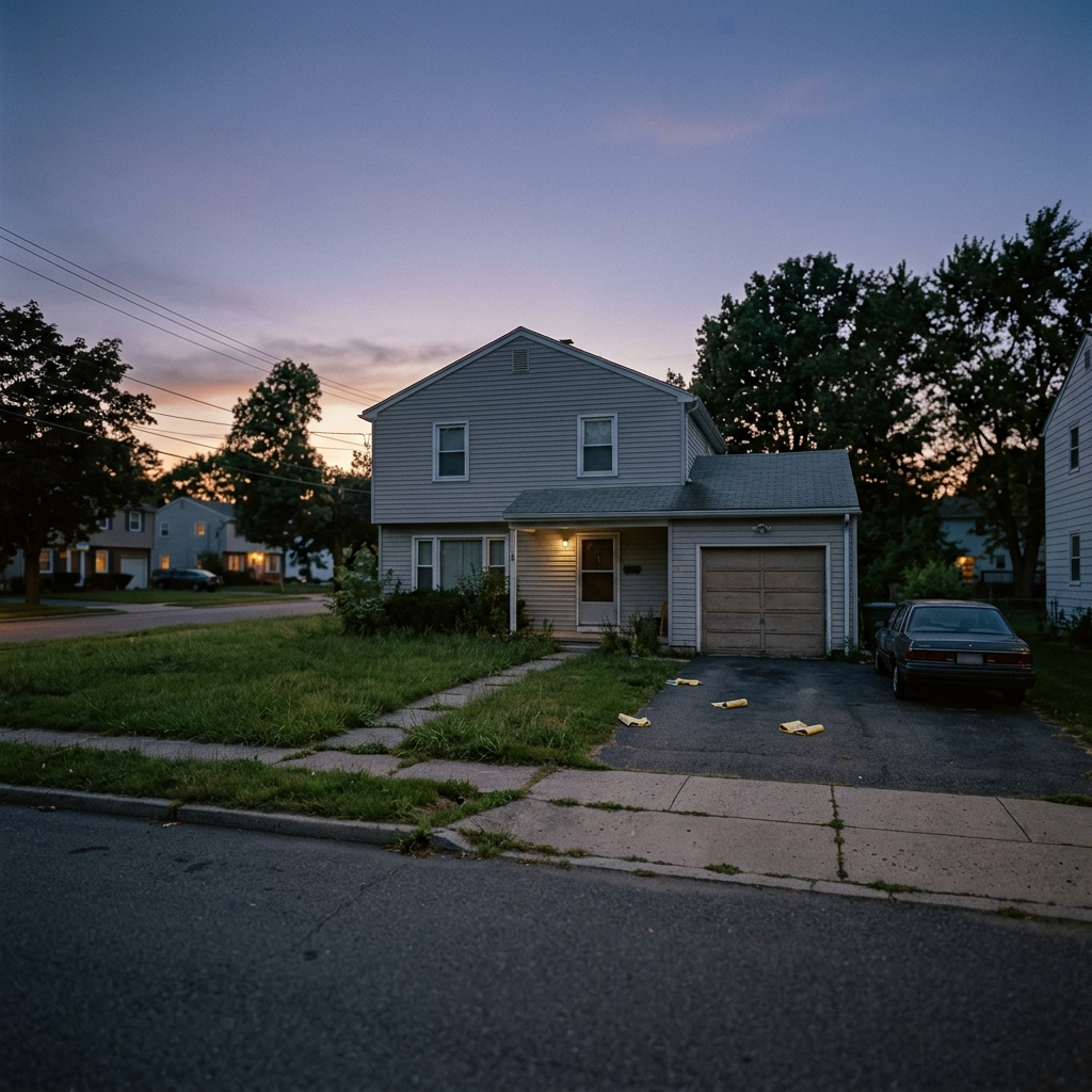 US home exterior with visible security camera deterring burglars