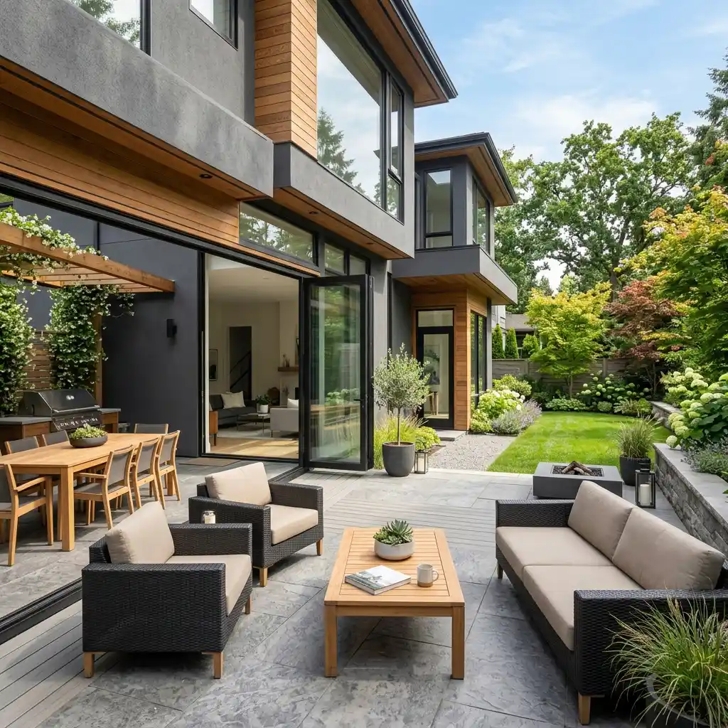 Back patio and rear entrances