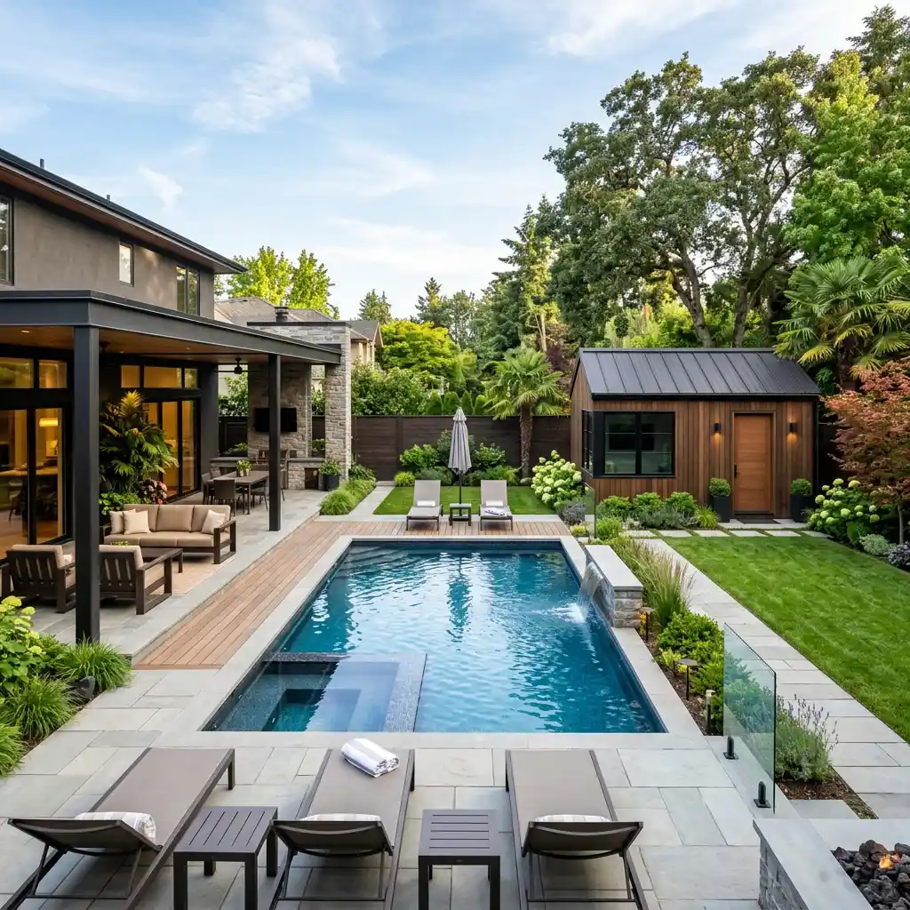 Pools, sheds, and detached structures