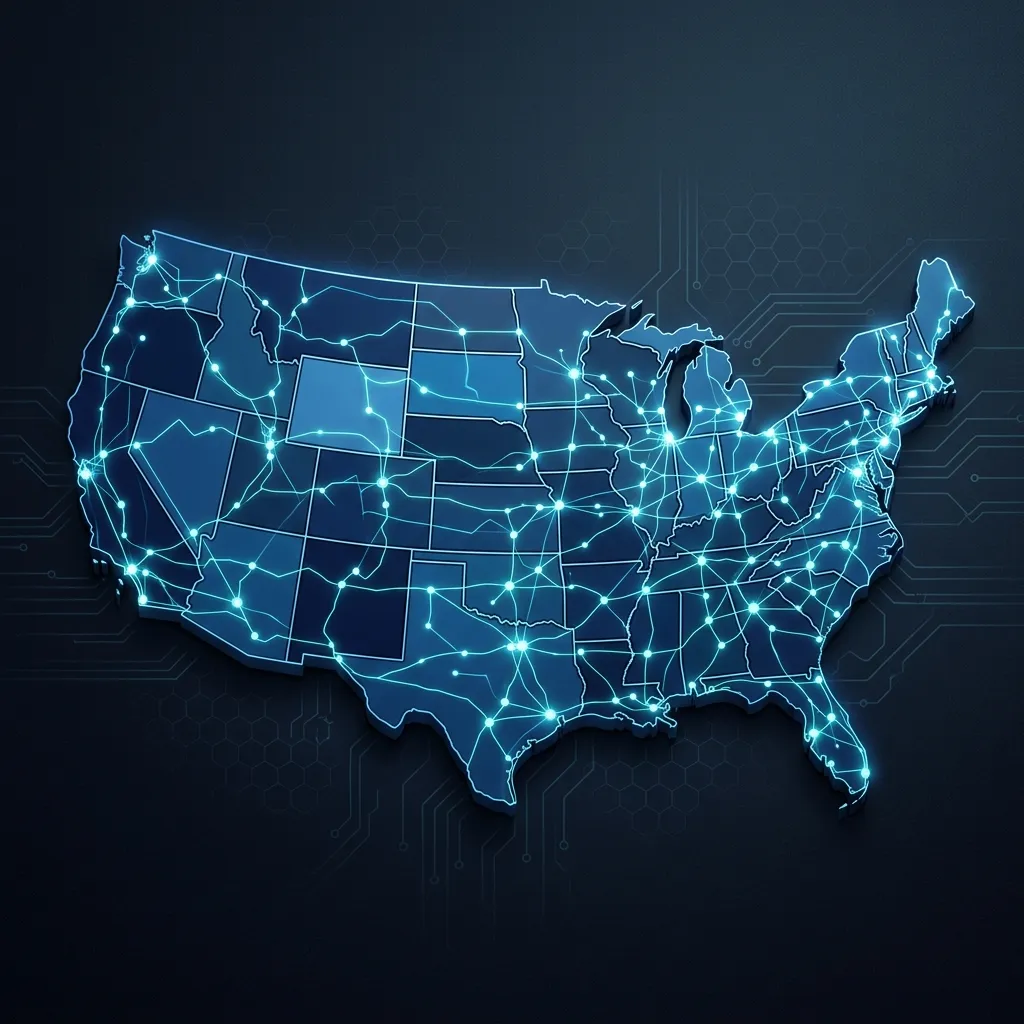 Map of United States showing nationwide security coverage