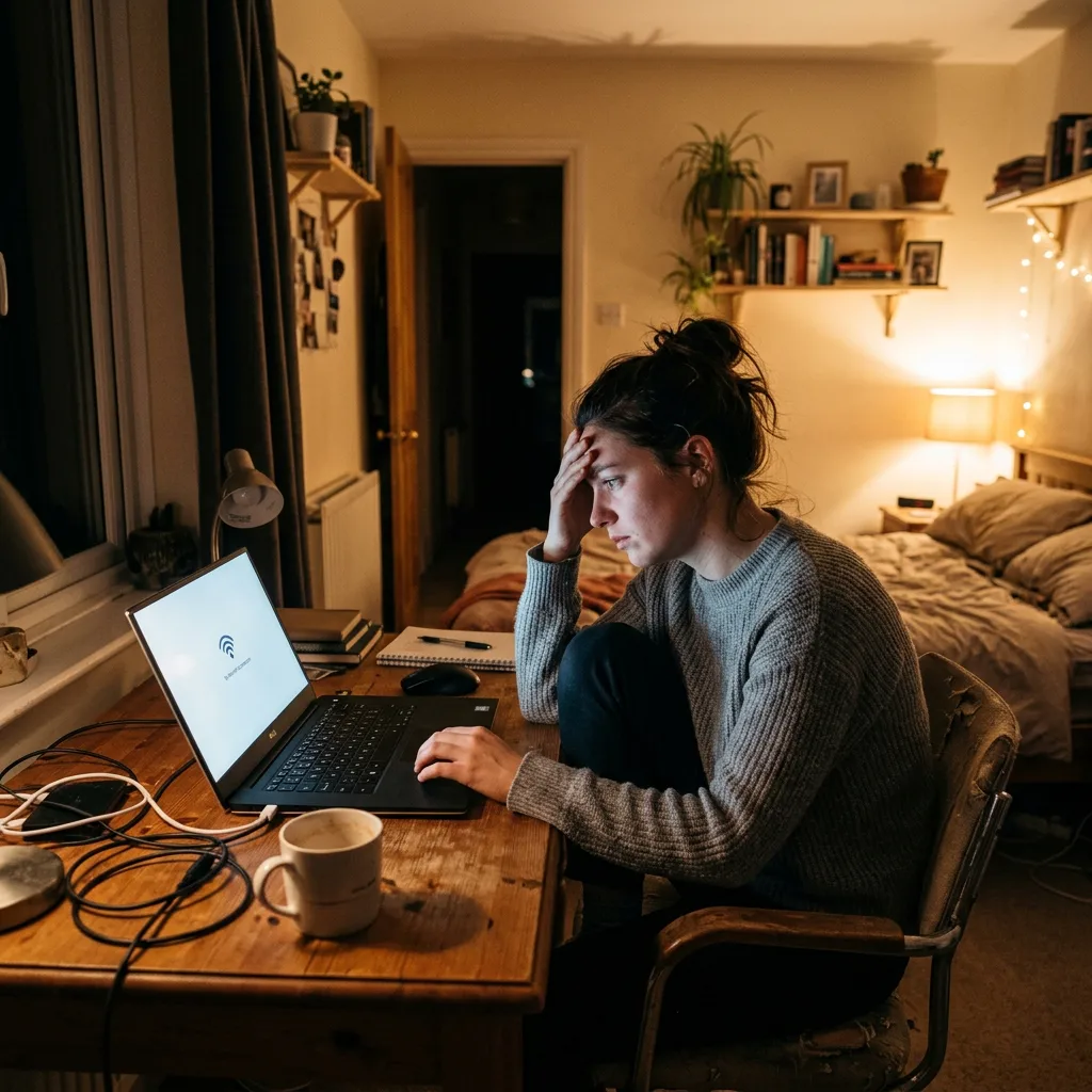 Person experiencing Wi-Fi dead zone