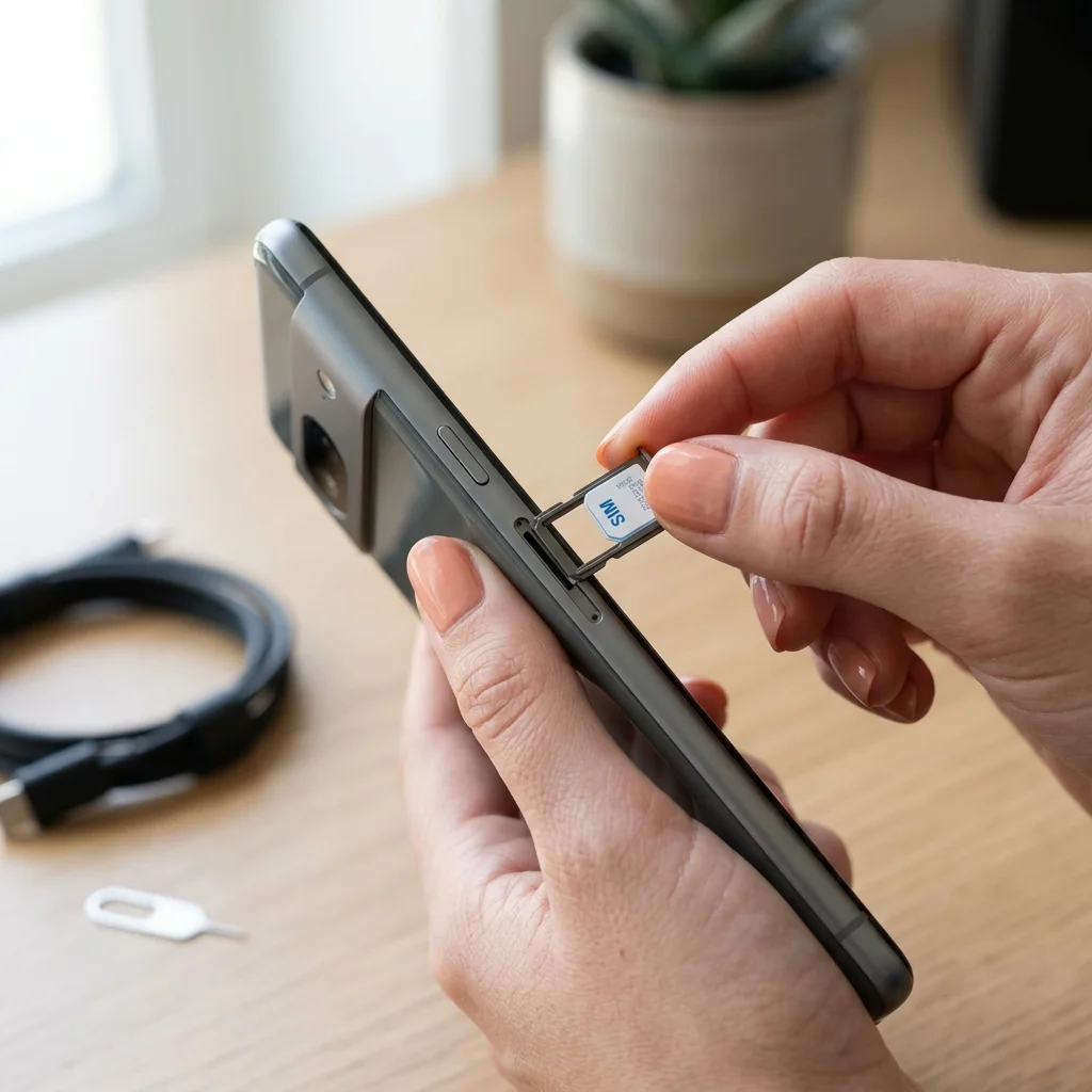 Inserting a Nano SIM card into a smartphone