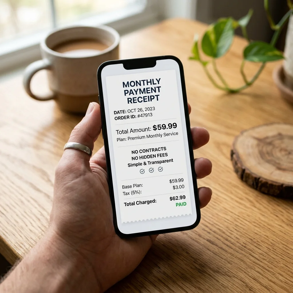 Smartphone showing monthly digital bill receipt